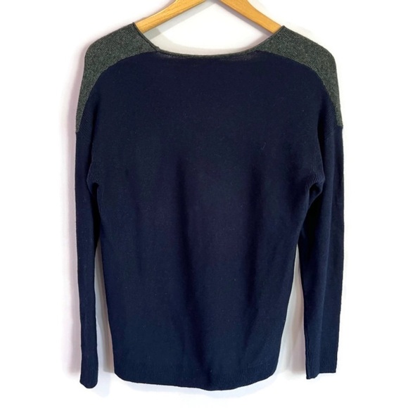 MADEWELL Kendall Colorblock Navy Gray V Neck Wool Alpaca Blend Sweater Size S - Picture 3 of 11